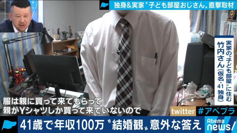 実家の子ども部屋に住む41歳男性「服は親に買ってもらう」